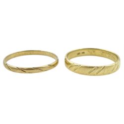 14ct gold wedding band and an 8ct gold wedding band, both stamped