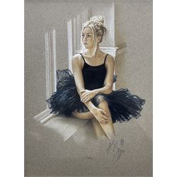 Kay Boyce (British Contemporary): 'Anna' by the Window, pastel signed and titled 26cm x 19cm