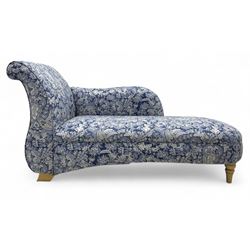 Multi-York - contemporary chaise longue, upholstered in blue and white floral patterned fa...