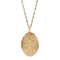 9ct gold hinged locket pendant necklace, hallmarked