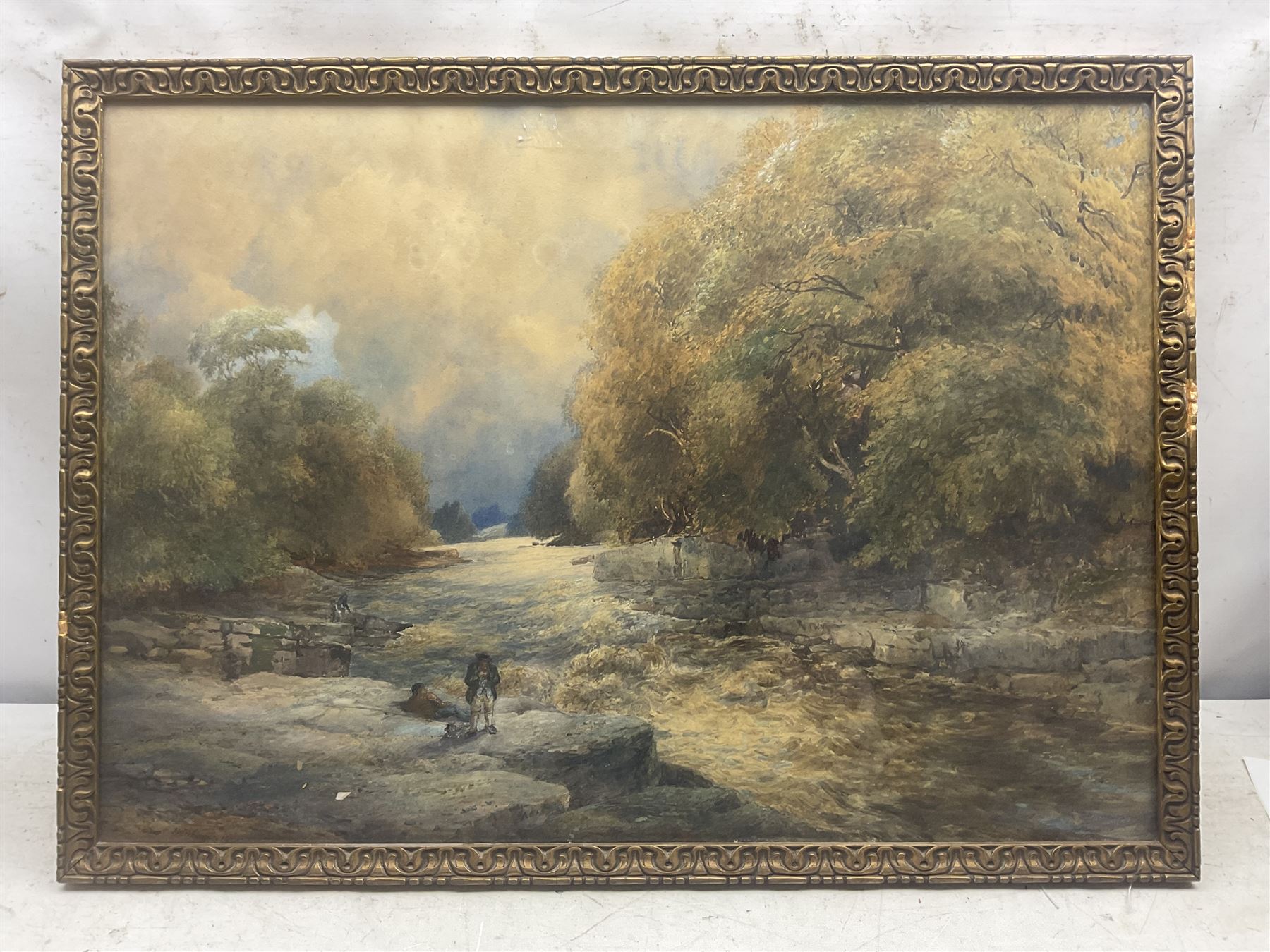 Josiah Wood Whymper RI (British 1813-1903): River Landscape, watercolour signed and indistinctly dated 49cm x 70cm 