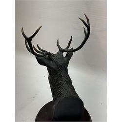 Willie Forbes (Scottish Contemporary): Head of a Stag, limited edition bronze signed and numbered 6/50 to the base, together with two limited edition prints by the same artist (3)