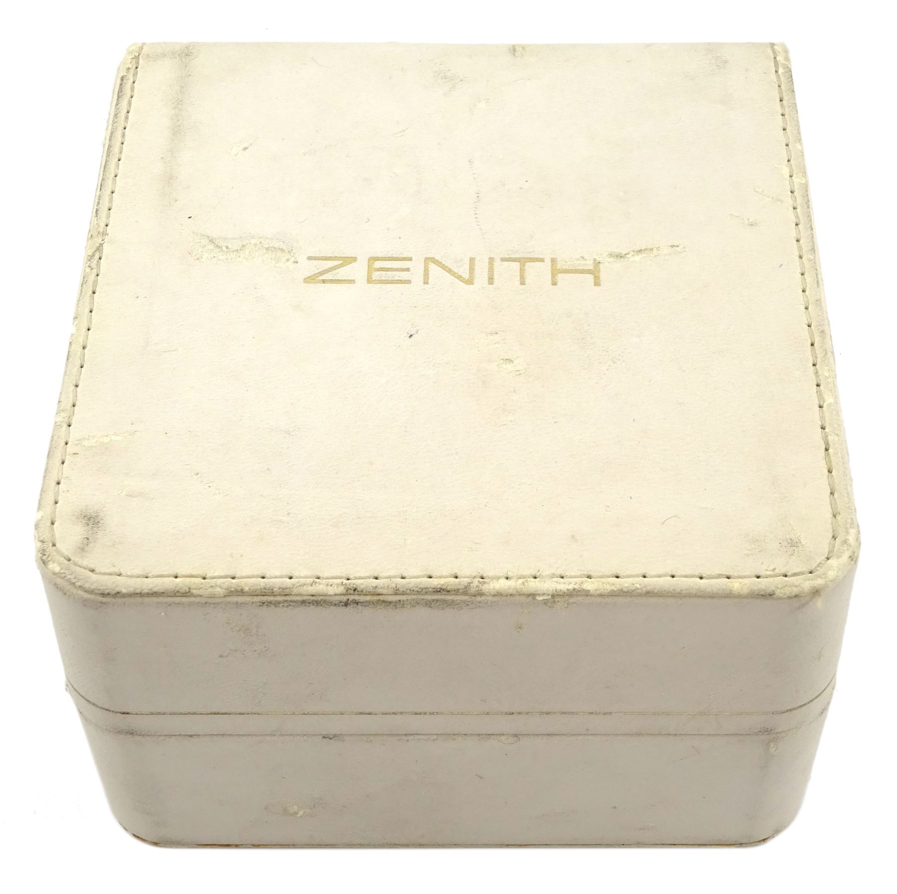 Zenith El Primero Defy gentleman's stainless steel and gold-plated automatic wristwatch, cream dial with champagne subsidiary dials for seconds, 30 minute and 12 hour recording, date aperture between 4 and 5, boxed with papers