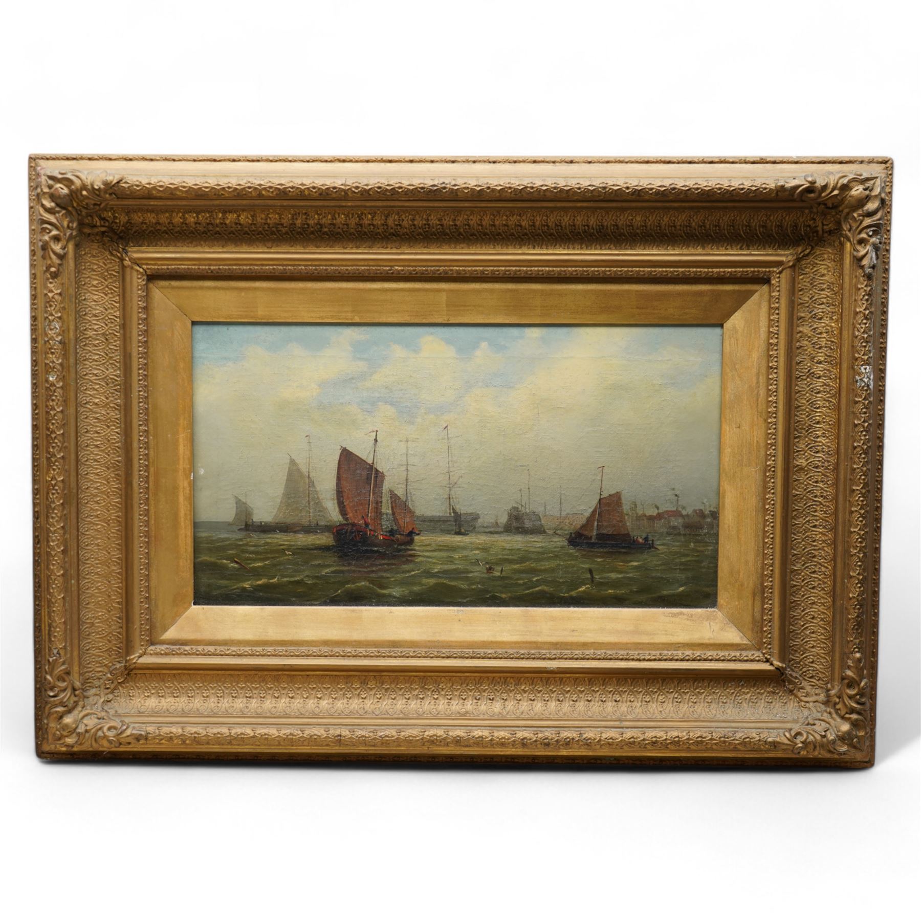 Millson Hunt (British fl.1875-1900): Offshore Shipping, pair oils on canvas signed and dated '88, 24cm x 44cm (2)