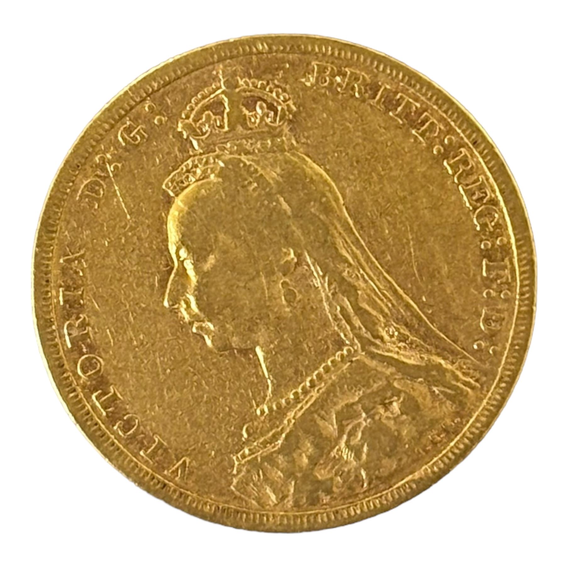 Queen Victoria 1890 gold full sovereign coin, Melbourne mint