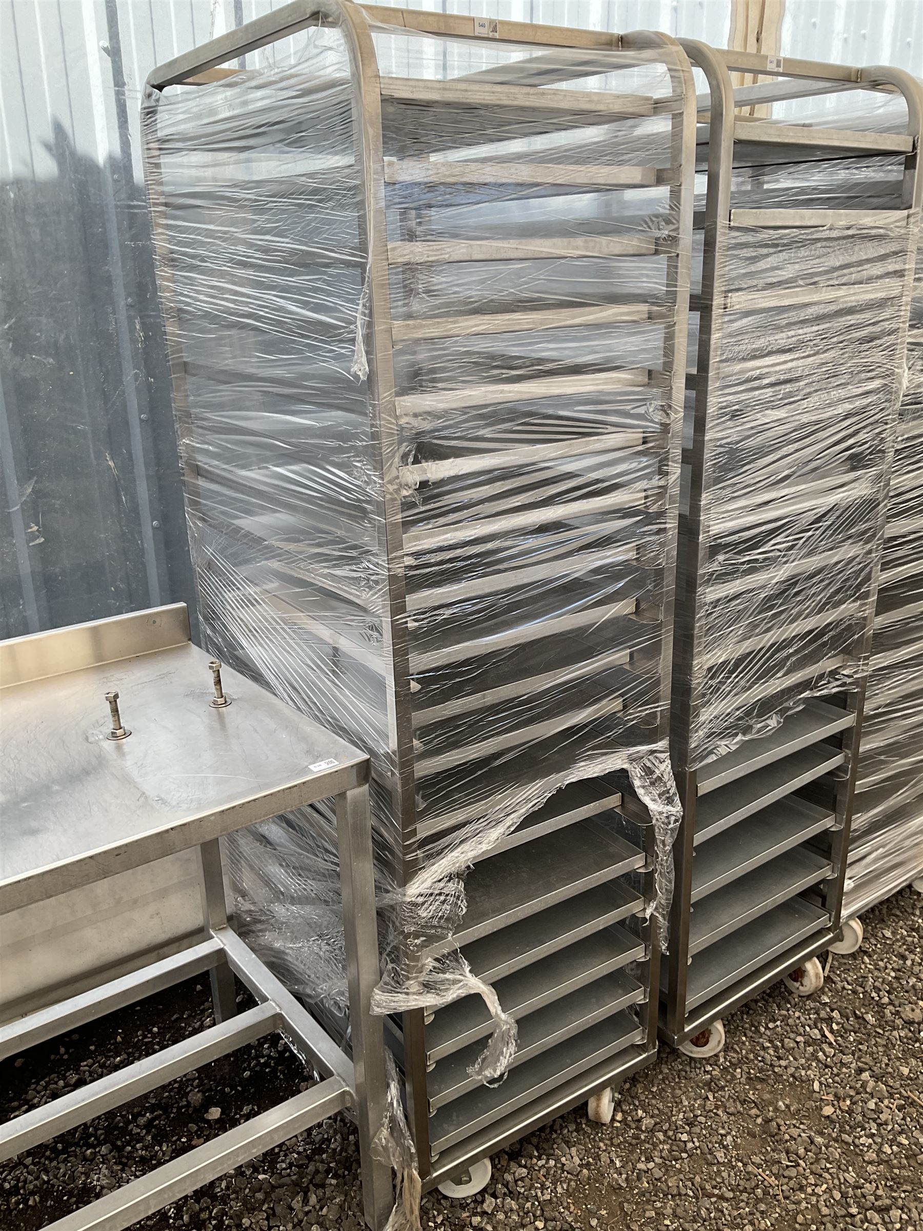 Stainless steel commercial tray rack trolley, 18 racks complete with 18 aluminium trays, tray size 66cm x 46 cm - THIS LOT IS TO BE COLLECTED BY APPOINTMENT FROM DUGGLEBY STORAGE, GREAT HILL, EASTFIELD, SCARBOROUGH, YO11 3TX