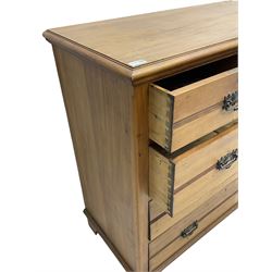 Edwardian satin walnut chest, fitted with two short and three long drawers, on bracket feet