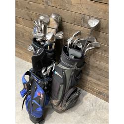 Battlesticks and other golf clubs in three bags