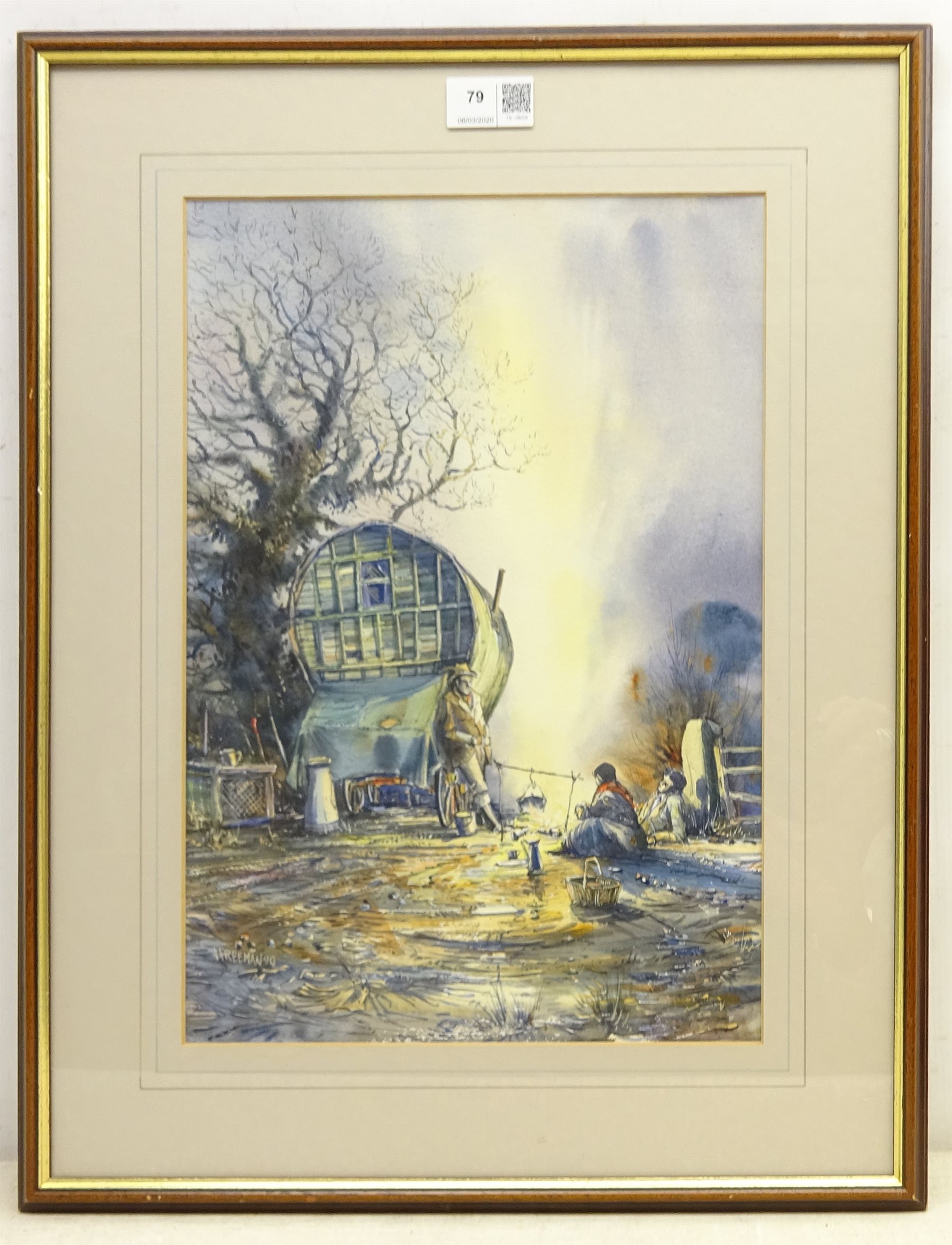 John Freeman British 1942 Gypsy Encampment Watercolour Signed And   511204c7 7524 4a90 A584 Ac4ae17ea7b8 