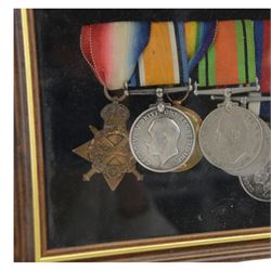 WWI and WWII group of six medals, including 1914-15 star medal, War medal, Defence medal, George V Long Service and Good Conduct medal etc on wearing bar, awarded to J.41046 G. Deadman ORD Royal Navy, together with framed photograph of George Deadman 