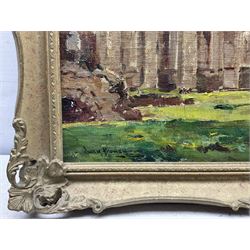 Owen Bowen (Staithes Group 1873-1967): Fountains Abbey, oil on canvas signed 39cm x 44cm