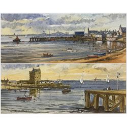 Harry F McGregor (Scottish 1928-2014): Broughty Castle and Beach, pair watercolours signed 13cm x 24cm (2)