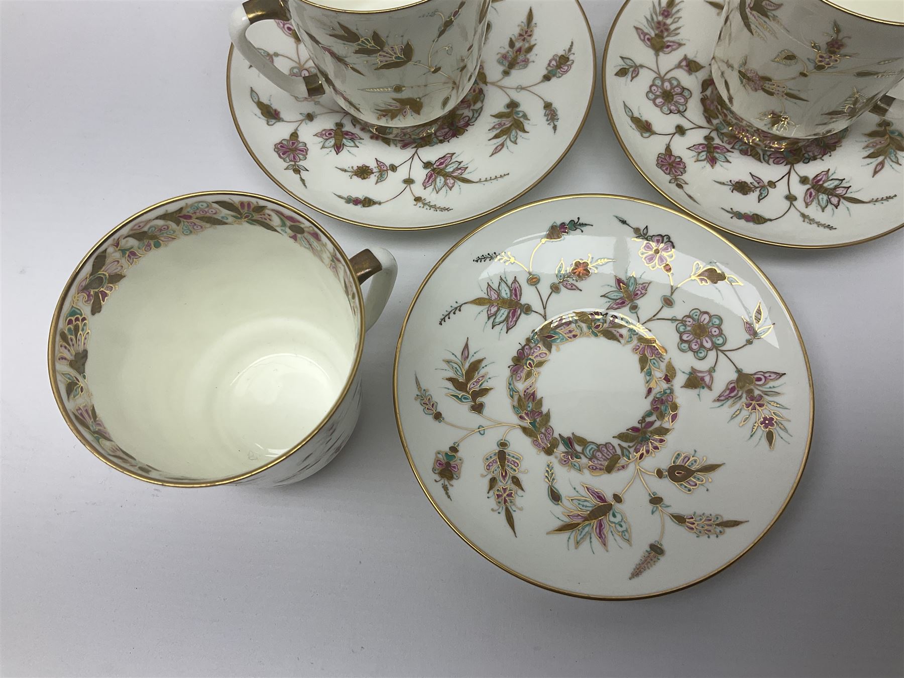 Russian Lomonosov cup and saucer set for six in Golden Branch patter