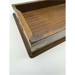 19th century mahogany twin handled brass bound tray with sloping sides, H12cm, W68cm, D27cm