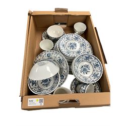 Collection of dinner wares Johnson Bros Indies pattern, together with glassware and jug etc, two boxes 