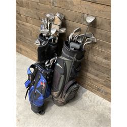 Battlesticks and other golf clubs in three bags