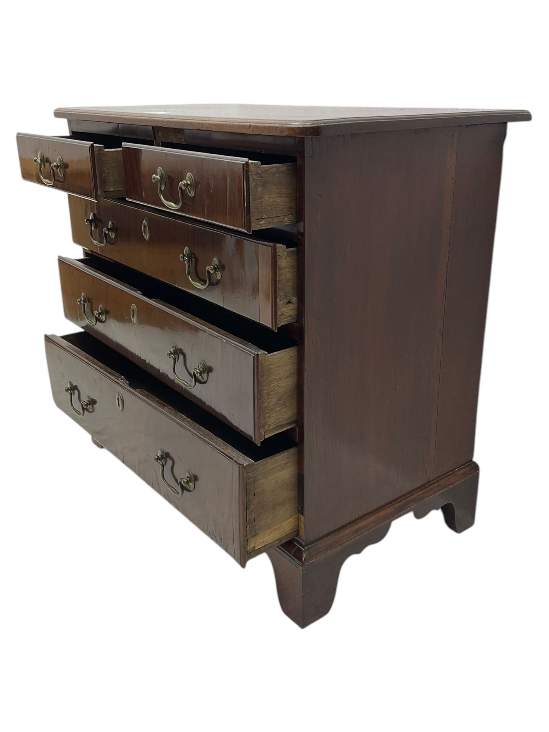 George III mahogany chest, moulded rectangular top over two short and three long drawers, on bracket feet 