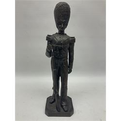 Bronzed figure of a Grenadier guard, H33cm