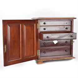 19th century mahogany table top cabinet, fitted with five drawers, H38cm