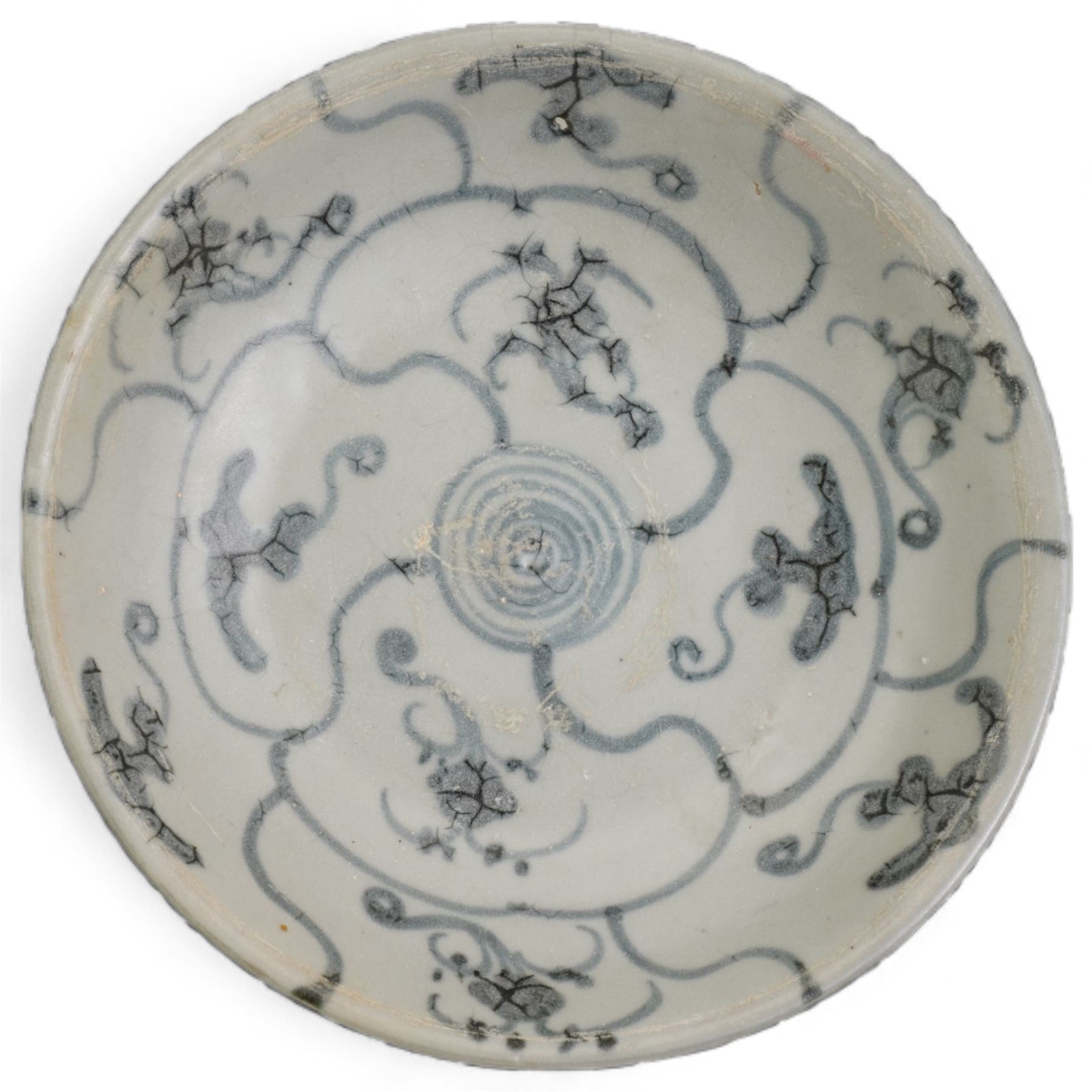 Group of Chinese porcelain, comprising three blue and white plates and a white glazed bowl, all bearing Tek Sing Treasures, Nagel Auctions labels, bowl D15cm, largest plate D17.5cm (4)