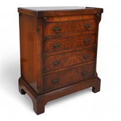 Georgian design figured walnut bachelor's chest, rectangular moulded fold-over top, fitted...