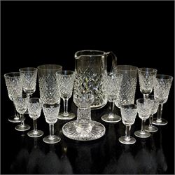 Waterford crystal Alana pattern glassware, comprising water jug, two tall tumblers, six po...