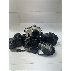 Five Canon EOS camera bodies, comprising EOS IX serial no. 0306280, EOS IX7 serial no. 1505354, EOS 3 serial no. 2743904, and two EOS 5 examples, serial nos. 1096604 & 9701653