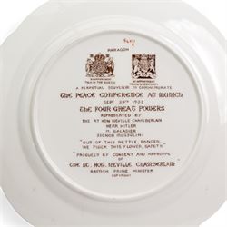 Paragon commemorative plate, Chamberlain The Peacemaker, The Peace Conference at Munich, Sept. 29th 1938, D23.5cm