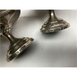 Pair of silver bon bon dishes, with weighted bases, hallmarked 