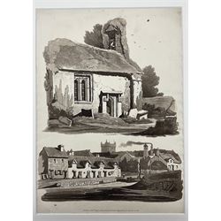 Samuel Prout (British 1783-1852): 'Rudiments of Landscape in Progressive Studies. Drawn, and Etched in Imitation of Chalk', collection of soft ground etchings pub. Rudolph Ackermann c.1813, each 36.5cm x 26cm, each mounted and bound in two bespoke folios