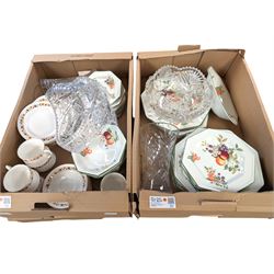 Johnson Brothers dinner wares, cut glass bowl, basket, two vases and other ceramics, in two boxes