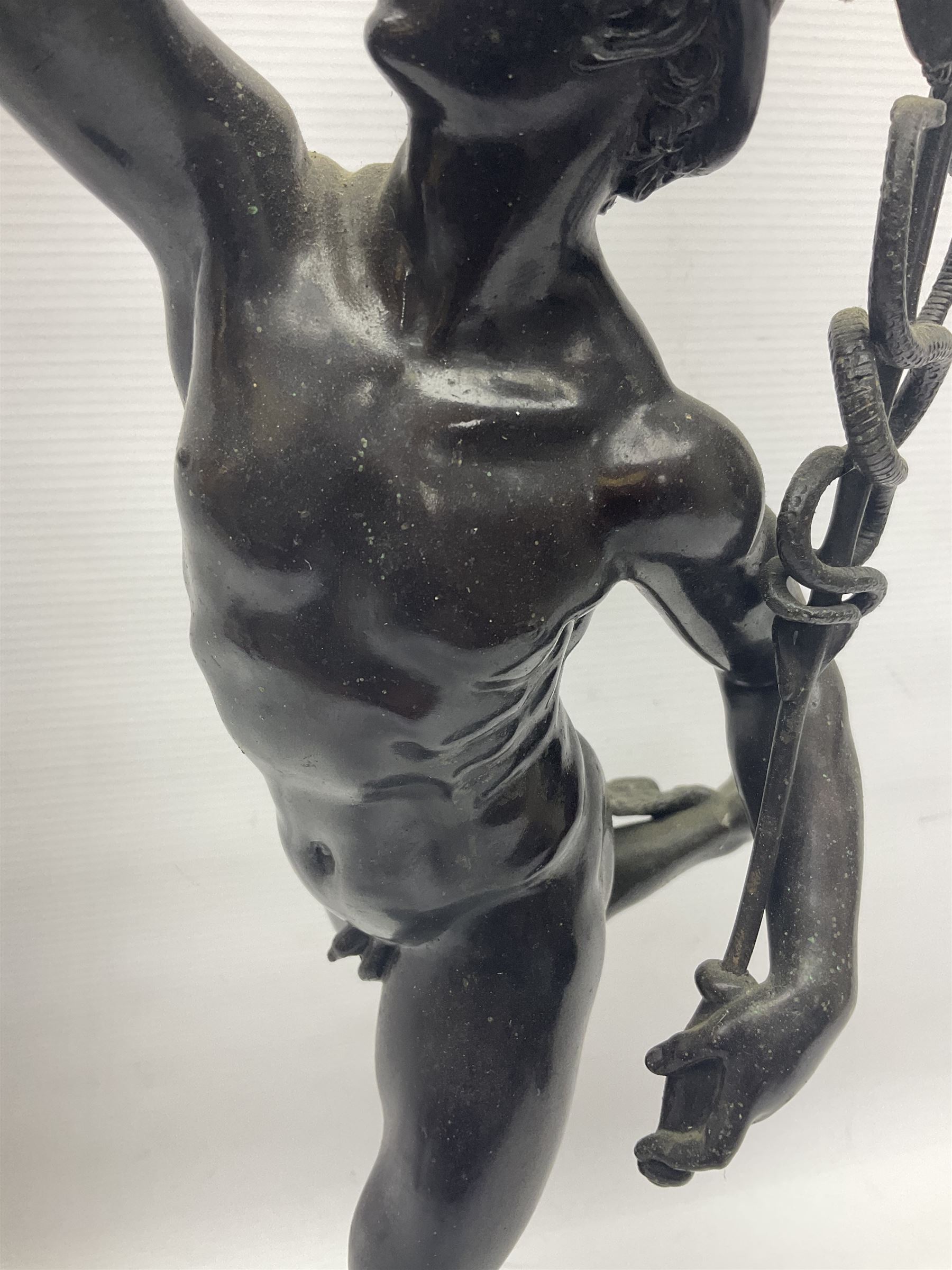 After Giambologna, bronzed figure of Hermes pointing to the sky, H55cm