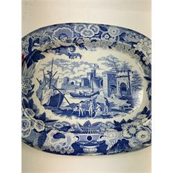 Pountney & Allies Bristol Views Series 'River Avon' meat plate together with Don Pottery meat platter 'Port of Alicata 