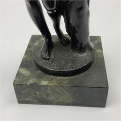 Bronze neo classical figure, modelled as a nude female, upon a green marble base, H20.5cm