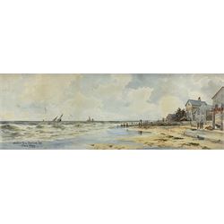 Thomas Sidney (Early 20th century): 'Wheelers Bay Bonchurch Isle of Wight', watercolour signed and titled 23cm x 67cm