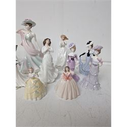 Coalport figure Summer Days, together with a collection of miniature Coalport figures and one royal Doulton miniature