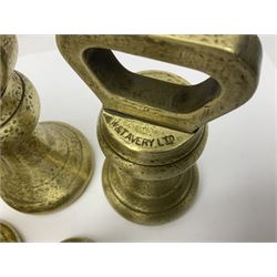 Set of seventeen Victorian brass bell weights