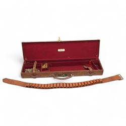 Churchill canvas shot gun case with leather corners and baize lined interior with trade la...