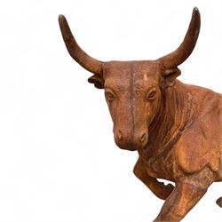 Large heavy cast iron figure of a standing bull