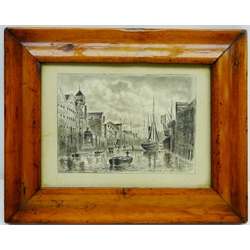  River Hull, 19th/early 20th century watercolour signed F S Smith 13cm x 18cm in maple frame  