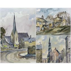 Ernest Midwood (British 1917–1993): Church and Village Scenes, set of three watercolours signed, one dated 1972 38cm x 49cm (3)