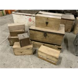 Nine 19th century and later pine boxes, various sizes - THIS LOT IS TO BE COLLECTED BY APPOINTMENT FROM THE OLD BUFFER DEPOT, MELBOURNE PLACE, SOWERBY, THIRSK, YO7 1QY