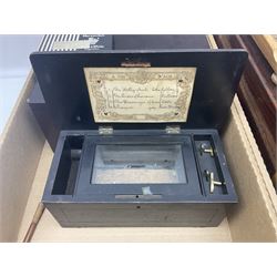 Hexagonal inkwell, in a wooden base, together with two writing slopens etc