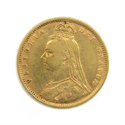 Queen Victoria 1892 gold half sovereign coin