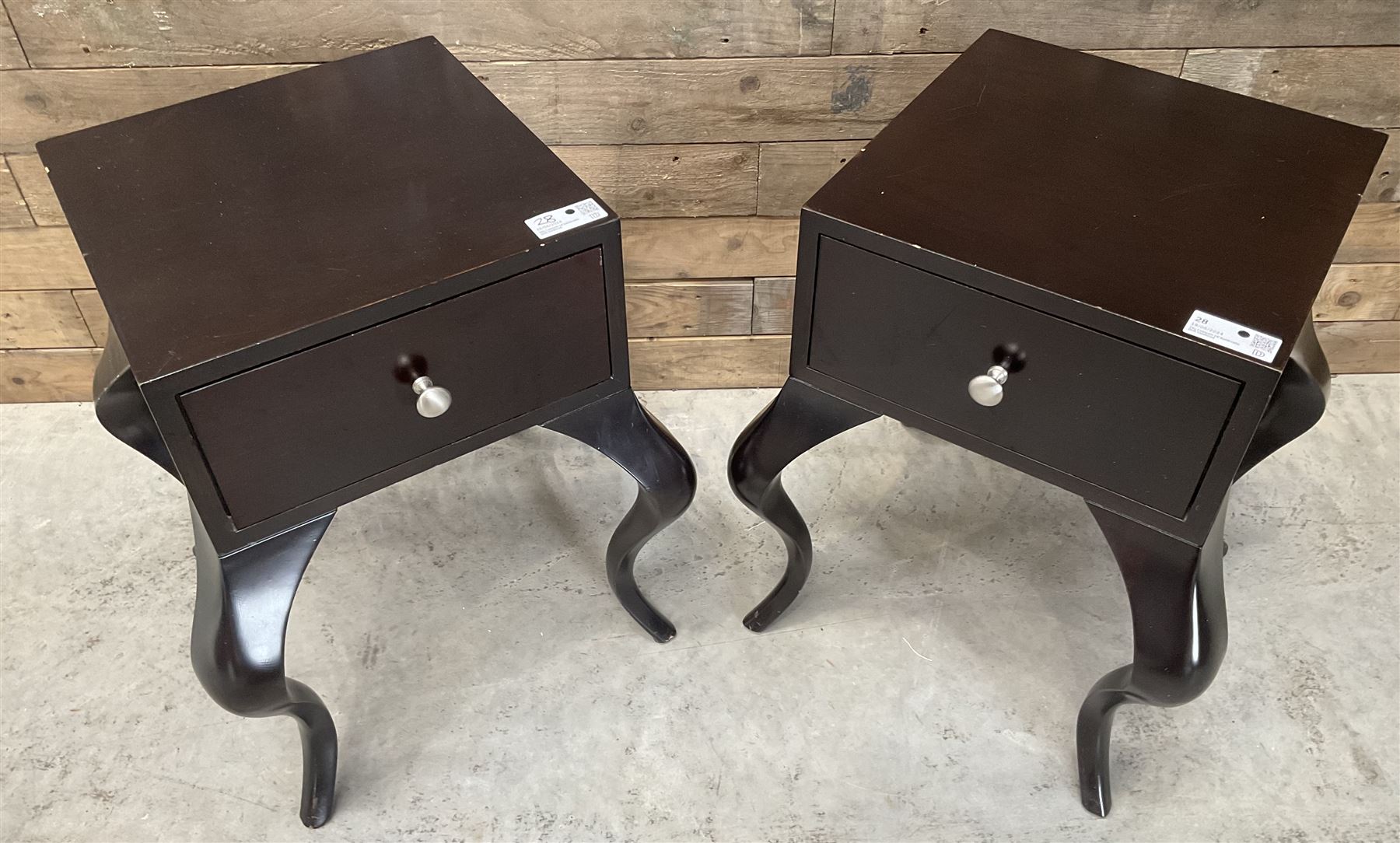 Pair of rosewood finish bedside chests