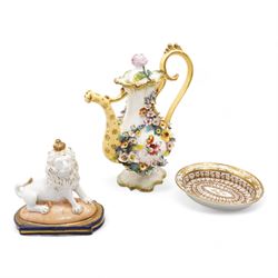 Early 19th century English porcelain miniature rosewater sprinkler in the form of a coffee...