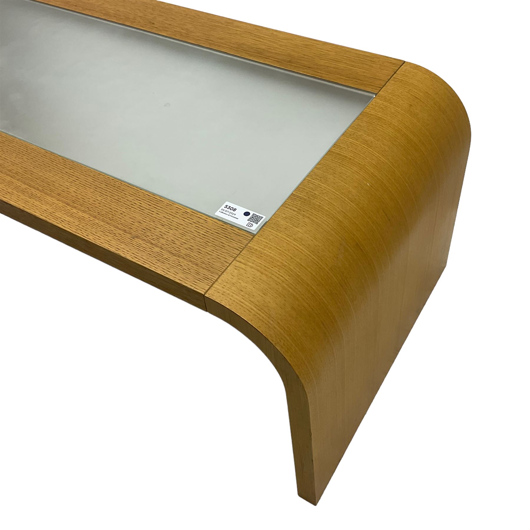 Light oak and glass coffee table