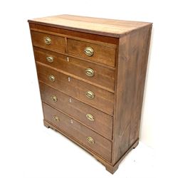 Large 19th century oak straight front chest, two short and four long drawers, shaped platform base