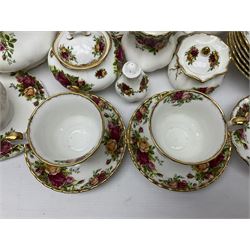 Royal Albert Old Country Roses pattern part tea service, to include teapot, water jug, six cups and saucers, covered sucrier, cake stand etc (39)