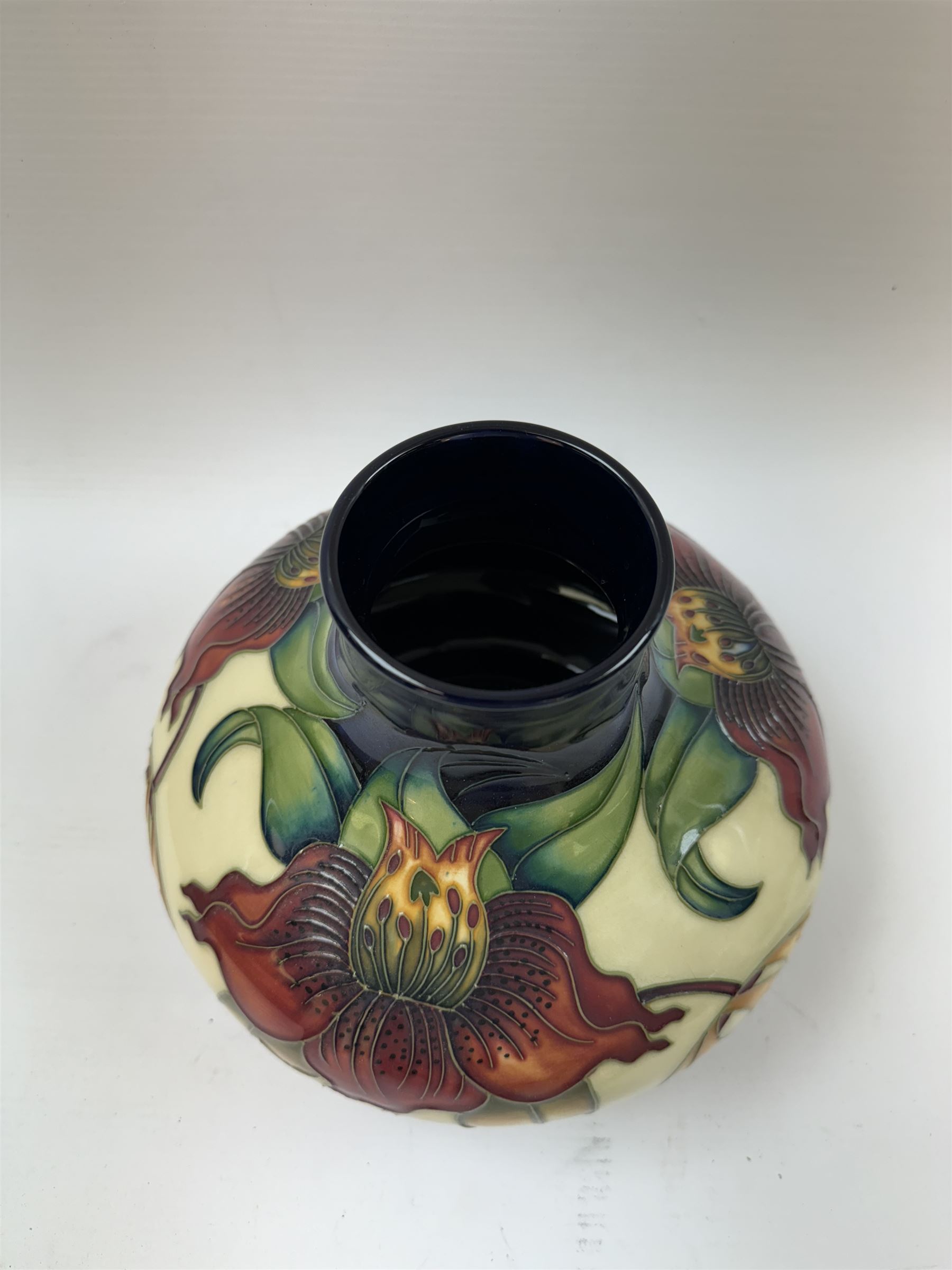 Moorcroft vase of squat baluster form, decorated in the Anna Lily pattern designed by Nicola Slaney, H15.5cm